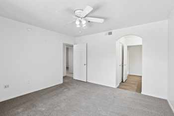 Empty white room with two door